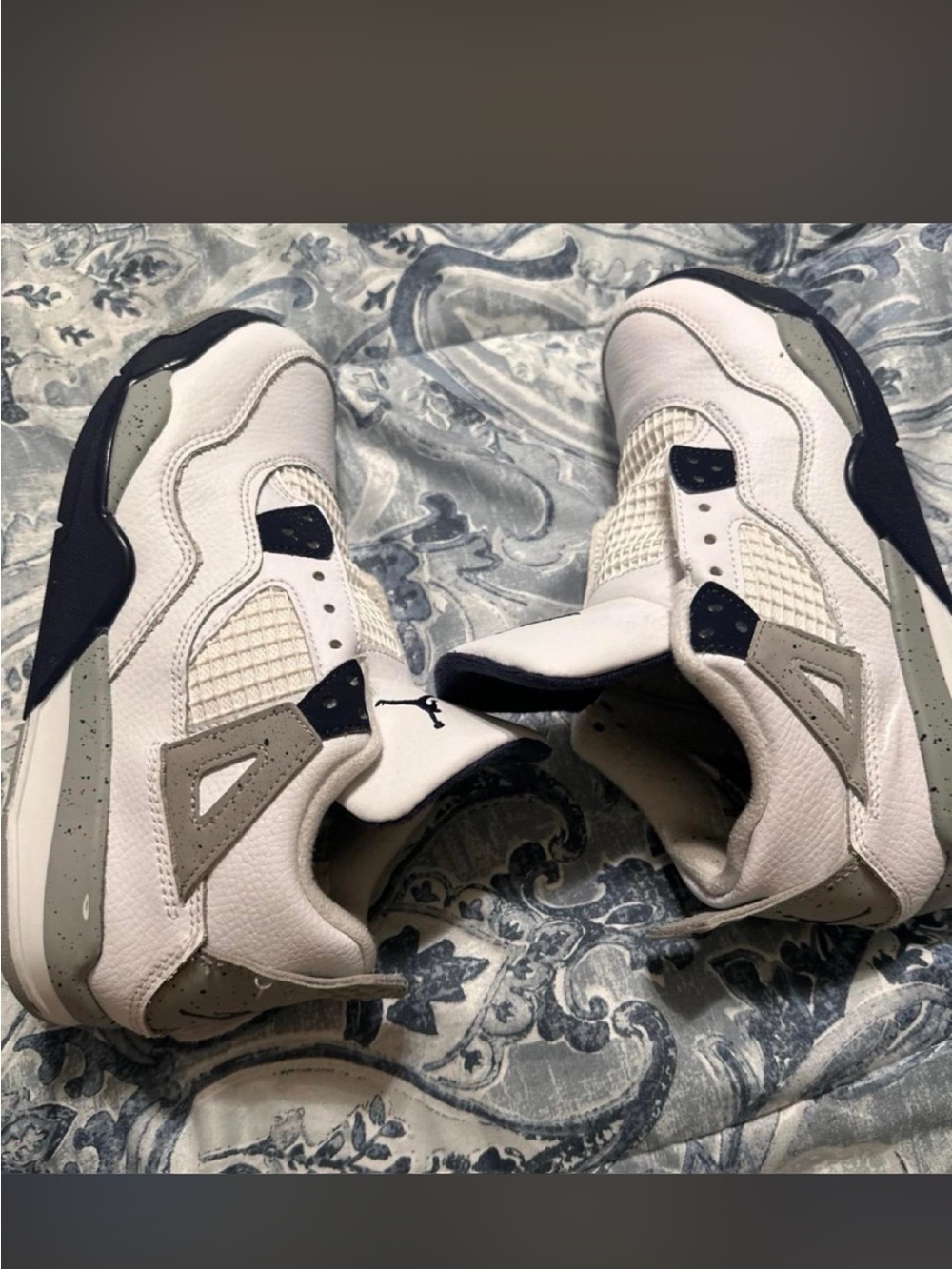 Jordan Kids White, Gray and Navy Retro Sneakers